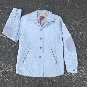 Faconnable Womens Quilted Blue Jacket Coat Patch